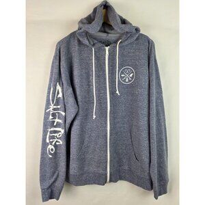 Salt Life Live Salty Jacket Size Large Blue Full Zip Hooded Long Sleeve Top